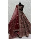 Maroon Velvet Sequence Embroidered Wedding Wear Lehenga Choli - 146931245