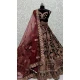 Velvet Sequence Embroidered Wedding Wear Lehenga Choli In Maroon - 146931247