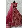 Pink Velvet Sequence Embroidered Wedding Wear Plus Size Lehenga Choli - 146931248