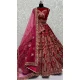 Pink Velvet Sequence Embroidered Wedding Wear Lehenga Choli - 146931248
