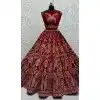 Pink Velvet Sequence Embroidered Wedding Wear Plus Size Lehenga Choli - 146931248