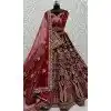 Velvet Sequence Embroidered Maroon Wedding Wear Plus Size Lehenga Choli - 146931249
