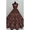 Velvet Sequence Embroidered Maroon Wedding Wear Plus Size Lehenga Choli - 146931249