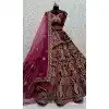 Purple Velvet Sequence Embroidered Wedding Wear Plus Size Lehenga Choli - 146931250