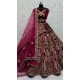Purple Velvet Sequence Embroidered Wedding Wear Lehenga Choli - 146931250