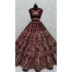 Purple Velvet Sequence Embroidered Wedding Wear Lehenga Choli - 146931250