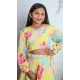 Yellow Chinon Digital Printed Kids Girls Readymade Lehenga Choli - 147291472