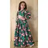 Green Chinon Digital Printed Kids Girls Readymade Lehenga Choli - 147291473