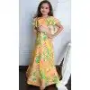 Chinon Digital Printed Kids Girls Readymade Lehenga Choli In Yellow - 147291474