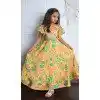 Chinon Digital Printed Kids Girls Readymade Lehenga Choli In Yellow - 147291474