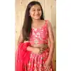 Pink Silk Digital Printed Kids Girls Readymade Lehenga Choli - 147291475