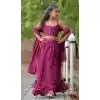 Wine Faux Georgette Digital Printed Kids Girls Readymade Lehenga Choli - 147291479
