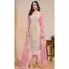 Organza Embroidered Party Wear Designer Plus Size Salwar Suit In Pink - 147541655