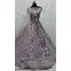Plus Size Gadwal Silk Thread Embroidered Wedding Lehenga Choli In Grey - 147731760
