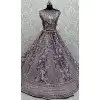 Plus Size Gadwal Silk Thread Embroidered Wedding Lehenga Choli In Grey - 147731760