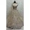 Plus Size Gadwal Silk Thread Embroidered Wedding Lehenga Choli In Beige - 147731761