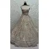 Plus Size Gadwal Silk Thread Embroidered Wedding Lehenga Choli In Beige - 147731761