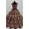 Maroon Velvet Thread Work Wedding Wear Designer Plus Size Lehenga Choli - 147741764