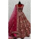 Pink Velvet Thread Work Wedding Wear Designer Lehenga Choli - 147741765