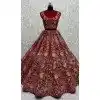 Pink Velvet Thread Work Wedding Wear Designer Plus Size Lehenga Choli - 147741765