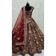 Black Velvet Thread Work Wedding Wear Designer Lehenga Choli - 147741766