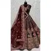 Velvet Thread Work Wedding Wear Designer Plus Size Lehenga Choli In Maroon - 147741767