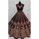 Velvet Thread Work Wedding Wear Designer Lehenga Choli In Maroon - 147741767