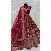 Pink Velvet Thread Work Wedding Wear Designer Plus Size Lehenga Choli - 147741768