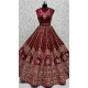 Pink Velvet Thread Work Wedding Wear Designer Lehenga Choli - 147741768