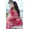 Pink Tissue Silk Embroidered Wedding Wear Plus Size Saree - 147861847