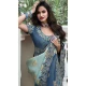 Tissue Silk Embroidered Wedding Wear Saree In Blue - 147861848