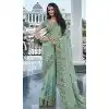 Tissue Silk Embroidered Wedding Wear Plus Size Saree In Green - 147861850