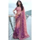 Tissue Silk Pink Embroidered Wedding Wear Saree - 147861852