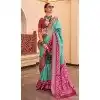 Silk Patola Printed Traditional Party Wear Plus Size Saree In Sea Green  - 147871867