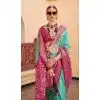 Silk Patola Printed Traditional Party Wear Plus Size Saree In Sea Green  - 147871867