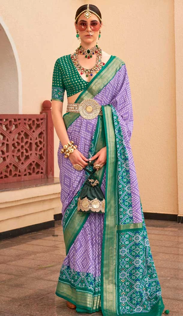 Purple Silk Patola Printed Traditional Party Wear Saree - 147871868