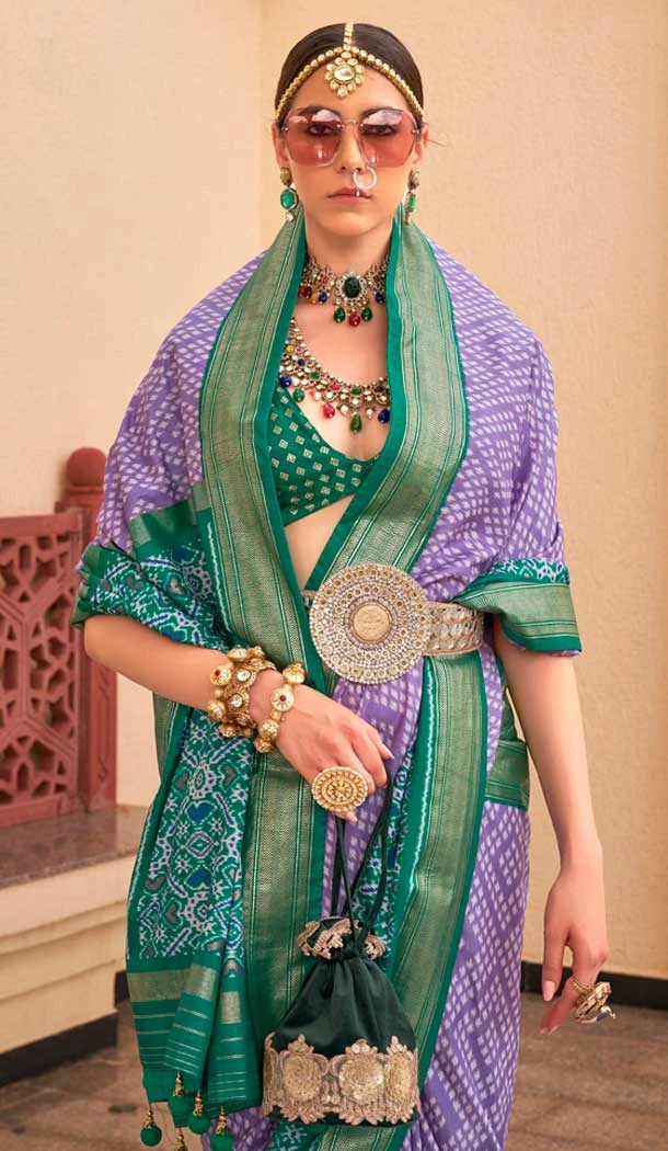 Purple Silk Patola Printed Traditional Party Wear Saree - 147871868