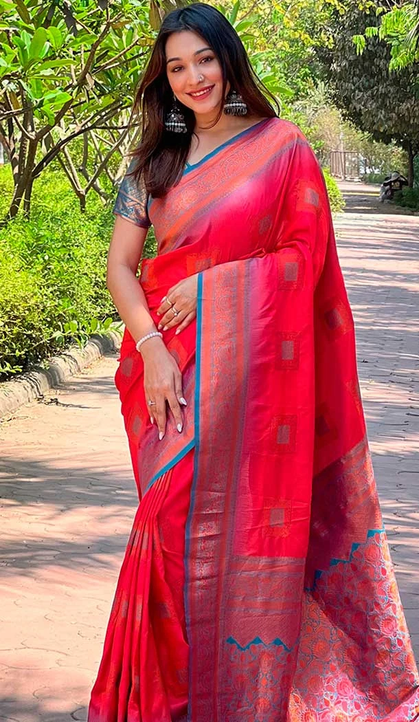 Soft Silk Meenakari Work Party Wear Saree In Pink - 147911890