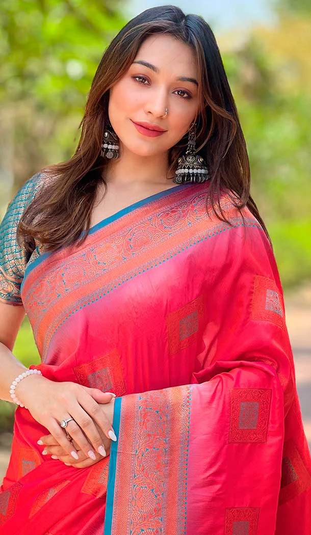 Soft Silk Meenakari Work Party Wear Saree In Pink - 147911890