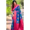 Plus Size Soft Silk Meenakari Work Party Wear Saree In Blue - 147911892