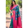 Plus Size Soft Silk Meenakari Work Party Wear Saree In Rama Blue - 147911893