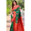Plus Size Soft Silk Meenakari Work Party Wear Saree In Green - 147911895