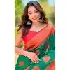 Plus Size Soft Silk Meenakari Work Party Wear Saree In Green - 147911895