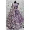 Purple Chinon Embroidered Designer Wedding Plus Size Lehenga Choli - 147961915