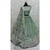 Pista Green Chinon Embroidered Designer Wedding Plus Size Lehenga Choli - 147961917