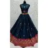Silk Thread Embroidered Designer Wedding Wear Plus Size Lehenga Choli In Blue - 147971926
