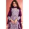 Purple Georgette Embroidered Pakistani Palazzo Plus Size Salwar Kameez - 9674188777