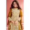 Mustard Georgette Embroidered Pakistani Palazzo Plus Size Salwar Kameez - 9674188778