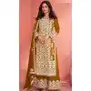 Mustard Georgette Embroidered Pakistani Palazzo Plus Size Salwar Kameez - 9674188778