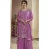 Purple Chinon Embroidered Prachi Desai Plus Size Sharara Suit - 9676188791